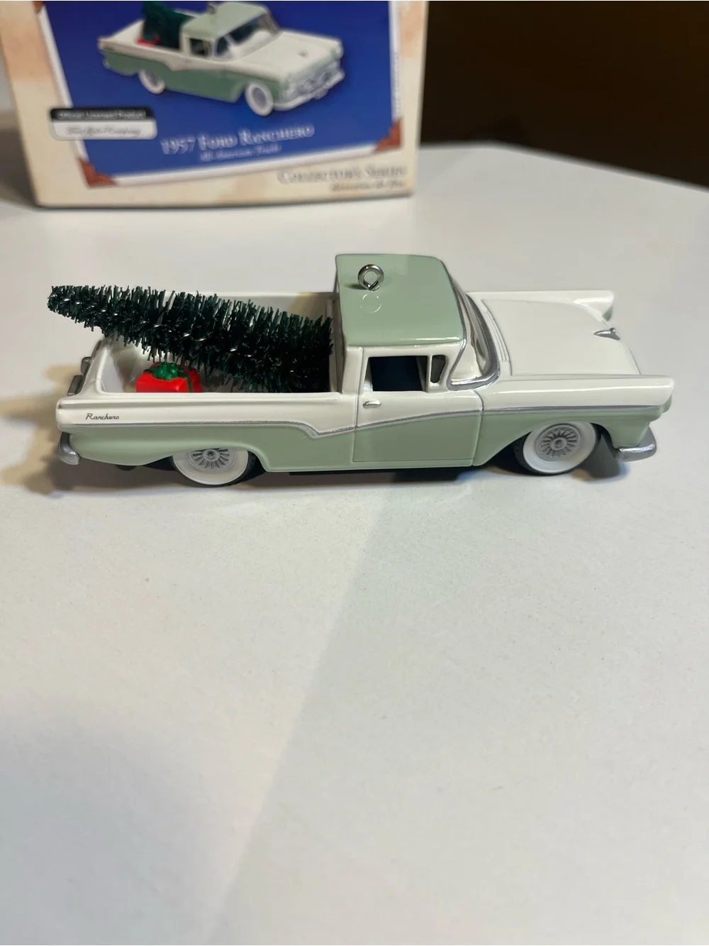 Hallmark Collectible  Green and White 1957 Ford Ranchero Ornament